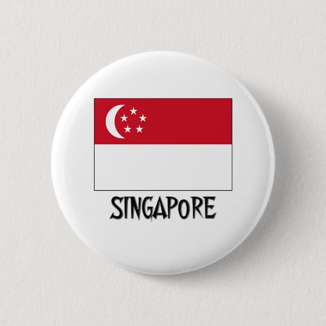 Chapa Redonda De 5 Cm Bandera de Singapur (Anverso)