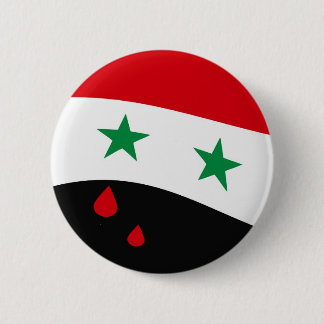 Chapa Redonda De 5 Cm Bandera de Siria que agita con los rasgones rojos