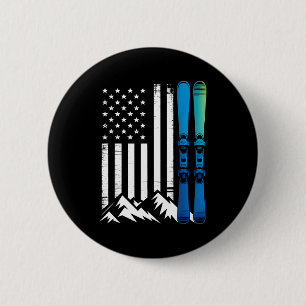Chapa Redonda De 5 Cm Bandera de Ski usa deporte de invierno esquiador b