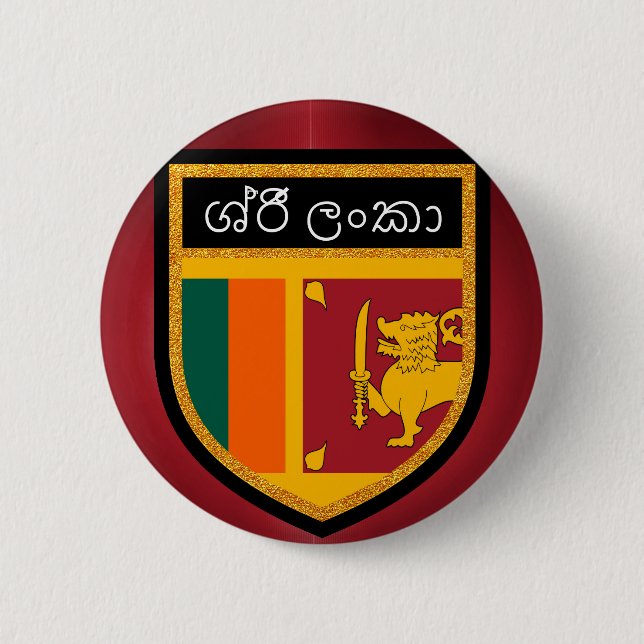 Chapa Redonda De 5 Cm Bandera de Sri Lanka (Anverso)