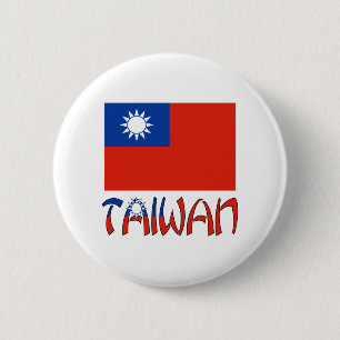 Chapa Redonda De 5 Cm Bandera de Taiwán con Taiwán