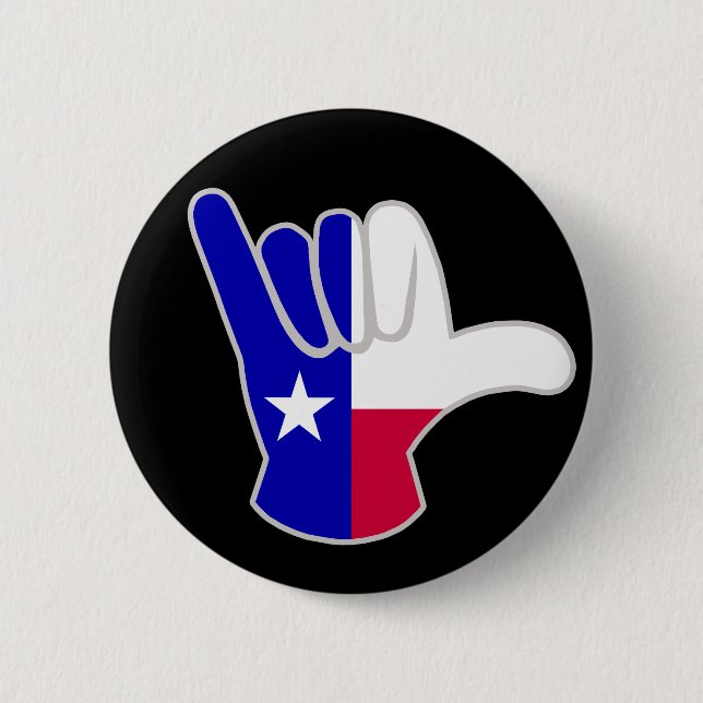 Chapa Redonda De 5 Cm Bandera de Texas Shaka (Anverso)