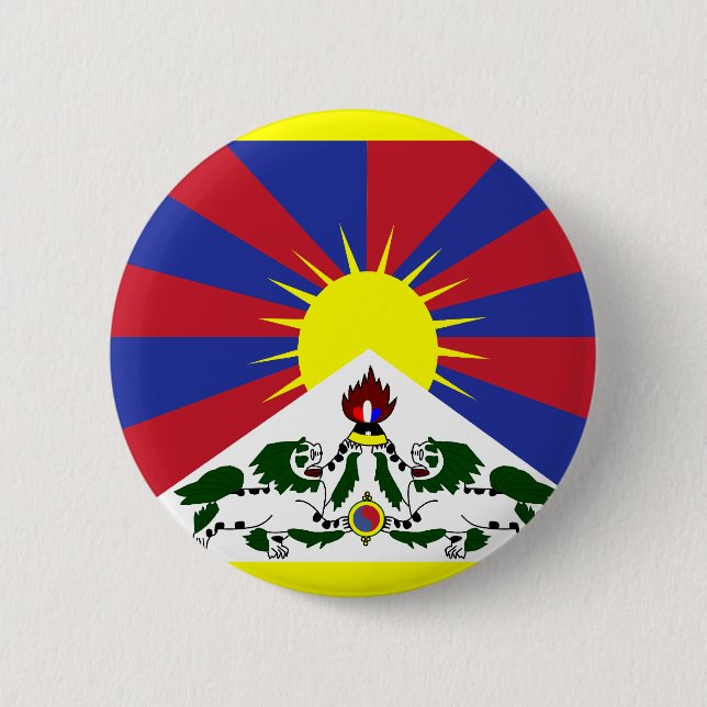 Chapa Redonda De 5 Cm Bandera de Tíbet (Anverso)