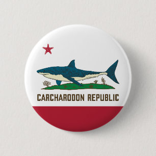 Chapa Redonda De 5 Cm Bandera de tiburón blanco de la República de Carch
