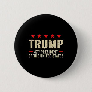 Chapa Redonda De 5 Cm Bandera de Trump 2025 (en negro) 47.º presidente T