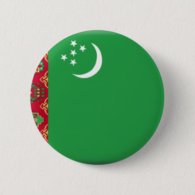 Chapa Redonda De 5 Cm Bandera de Turkmenistán (Anverso)