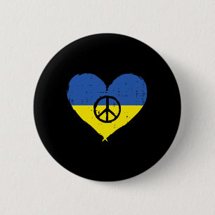 Chapa Redonda De 5 Cm Bandera de Ucrania Corazón Signo de Paz Retro Muje