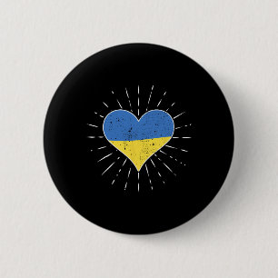 Chapa Redonda De 5 Cm Bandera de Ucrania Corazón Vintage Ucrania Fan Ret