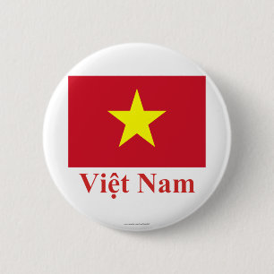 Chapa Redonda De 5 Cm Bandera de Vietnam con nombre en vietnamita