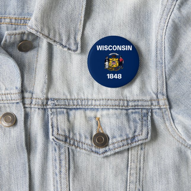 Chapa Redonda De 5 Cm Bandera de Wisconsin (In situ)