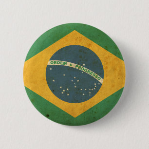 Chapa Redonda De 5 Cm Bandera del Brasil del vintage