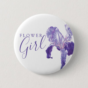 Chapa Redonda De 5 Cm bandera del chica de flores iris pino boda púrpura