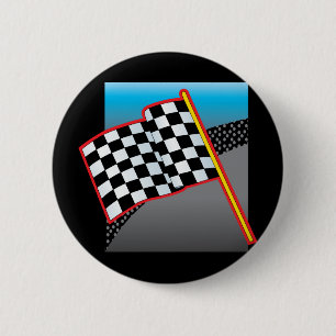 Chapa Redonda De 5 Cm Bandera del coche de carreras