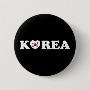 Chapa Redonda De 5 Cm Bandera del Corazón de Amor de Corea