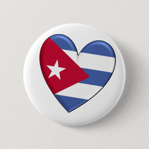 Chapa Redonda De 5 Cm Bandera del corazón de Cuba