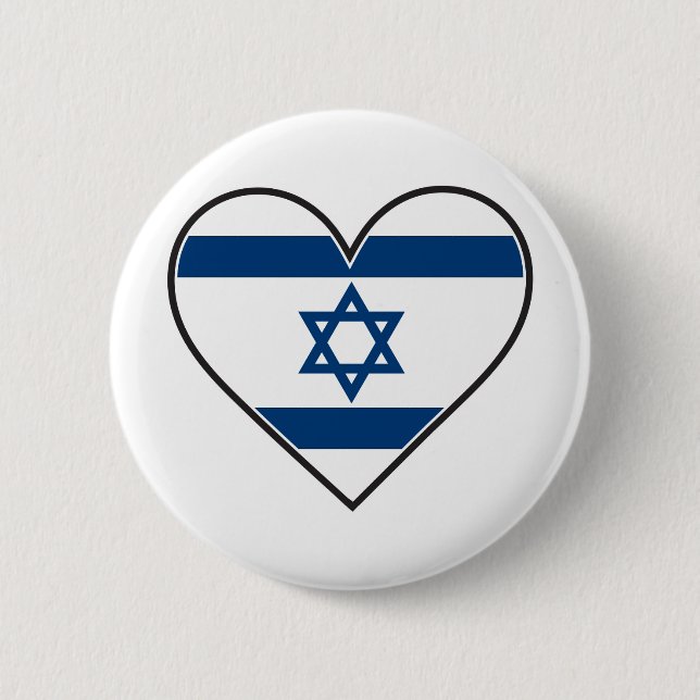 Chapa Redonda De 5 Cm bandera del corazón de Israel (Anverso)