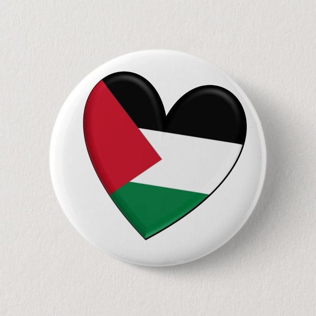 Chapa Redonda De 5 Cm Bandera del corazón de Palestina (Anverso)