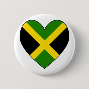 Chapa Redonda De 5 Cm Bandera del Corazón Jamaicano