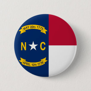Chapa Redonda De 5 Cm Bandera del estado de Carolina del Norte