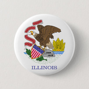Chapa Redonda De 5 Cm Bandera del estado de Illinois