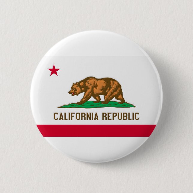 Chapa Redonda De 5 Cm Bandera del estado de la república de California (Anverso)