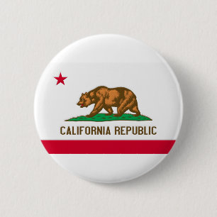 Chapa Redonda De 5 Cm Bandera del estado de la república de California