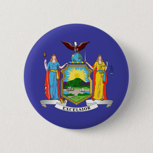 Chapa Redonda De 5 Cm Bandera del estado de Nueva York