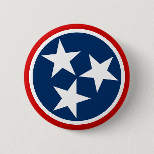 Chapa Redonda De 5 Cm Bandera del Estado de Tennessee Azul Estrellas Bla