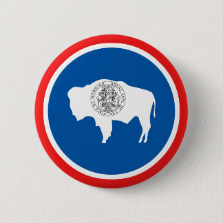 Chapa Redonda De 5 Cm Bandera del estado de Wyoming