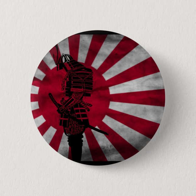 Chapa Redonda De 5 Cm Bandera del japonés del samurai (Anverso)