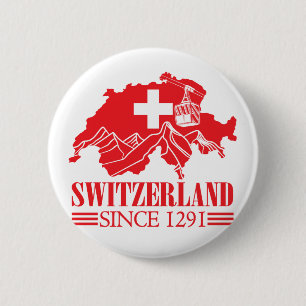 Chapa Redonda De 5 Cm Bandera del mapa de Suiza desde las montañas de 12