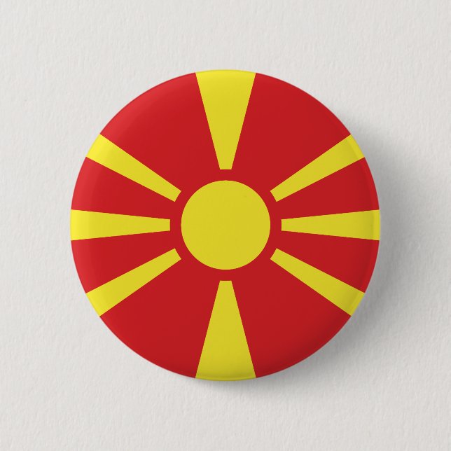 Chapa Redonda De 5 Cm Bandera del Norte de Macedonia (Anverso)
