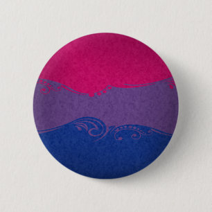 Chapa Redonda De 5 Cm Bandera del Orgullo Bisexual de Fancy Swoopy Swirl