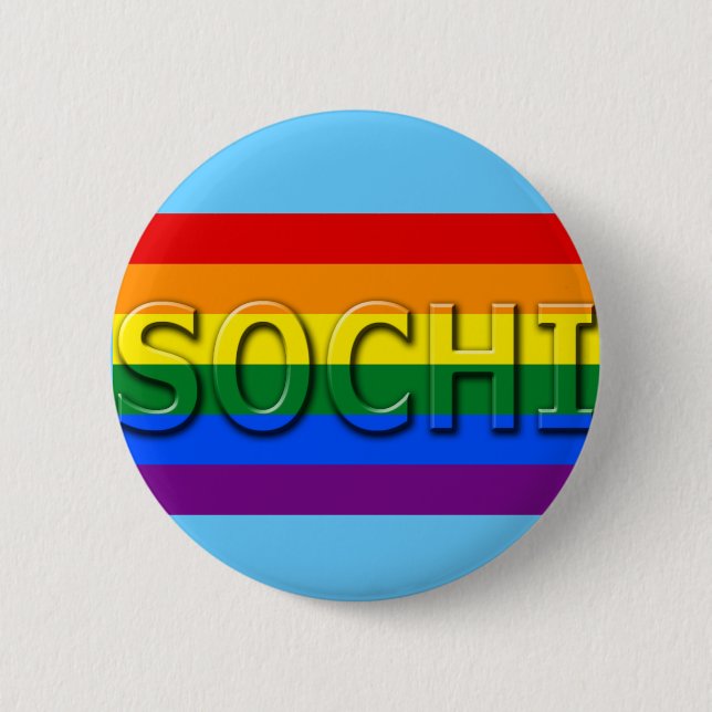 Chapa Redonda De 5 Cm Bandera del orgullo gay de SOCHI (Anverso)