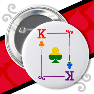 Chapa Redonda De 5 Cm Bandera del Orgullo LGBTQ Jugando Cartas King Card