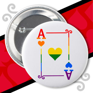 Chapa Redonda De 5 Cm Bandera del Orgullo LGBTQ Jugando Tarjetas De Ace