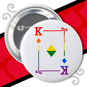 Chapa Redonda De 5 Cm Bandera del Orgullo LGBTQ Jugando Tarjetas King Ca