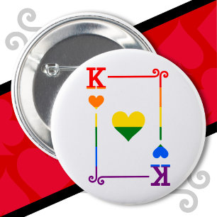 Chapa Redonda De 5 Cm Bandera del Orgullo LGBTQ Jugando Tarjetas King Ca