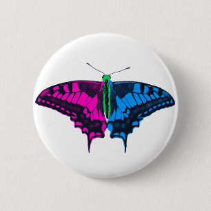 Chapa Redonda De 5 Cm Bandera del Orgullo Polisexual Mariposa de cerda