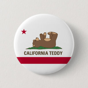 Chapa Redonda De 5 Cm Bandera del oso de peluche de California