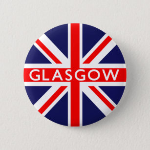 Chapa Redonda De 5 Cm Bandera del Reino Unido de Glasgow