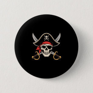 Chapa Redonda De 5 Cm Bandera divertida de cráneo pirata jolly roger hal