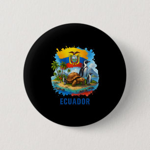 Chapa Redonda De 5 Cm Bandera ecuatoriana Ecuador Islas Galápagos Vacaci