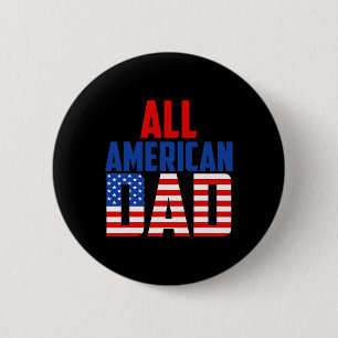 Chapa Redonda De 5 Cm Bandera Estadounidense All American Dad 4 De Julio