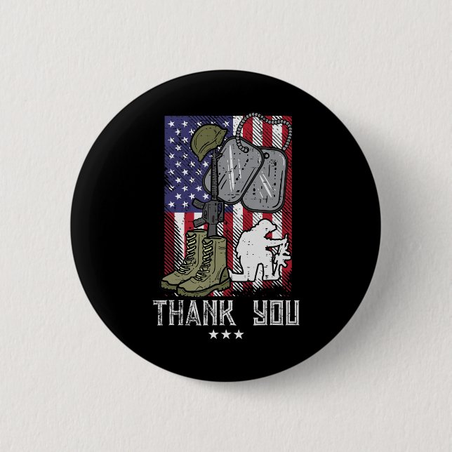 Chapa Redonda De 5 Cm Bandera Estadounidense Boots Hombra De Casco Solda (Anverso)