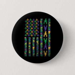 Chapa Redonda De 5 Cm Bandera estadounidense Camisetas del Mardi Gras Ho