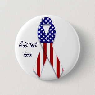 Chapa Redonda De 5 Cm Bandera estadounidense: cinta de amor y cuidado.