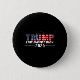 Chapa Redonda De 5 Cm Bandera estadounidense de apoyo Trump 2024 Hombres