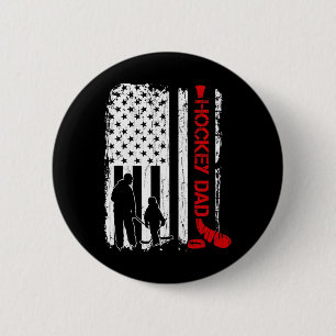 Chapa Redonda De 5 Cm Bandera estadounidense de hockey Dad