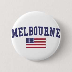 Chapa Redonda De 5 Cm Bandera estadounidense de Melbourne